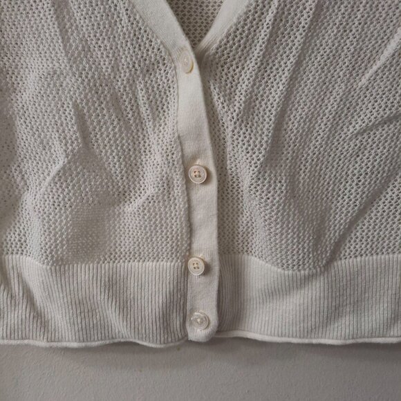 Tommy Bahama White Crop V-Neck Summer Knit Cardigan XS - Picture 4 of 6